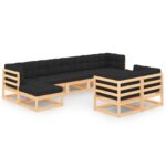 9-Piece Garden Lounge Set with Anthracite Cushions Pine Wood Outdoor Patio Furniture