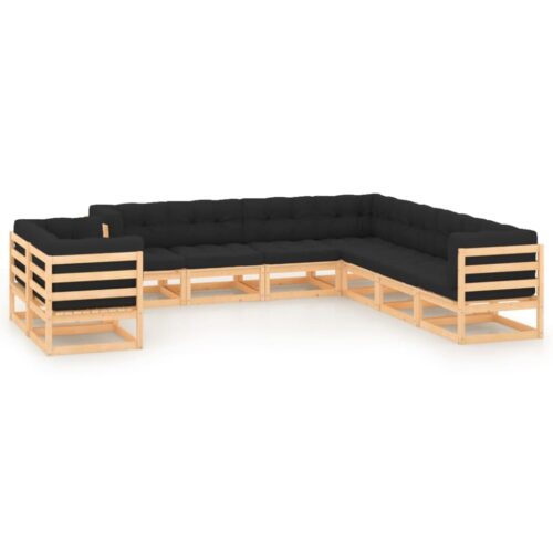 9-Piece Garden Lounge Set with Anthracite Cushions Pine Wood Outdoor Patio Furniture