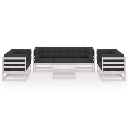 8-Piece Garden Lounge Set with Cushions Pine Wood Outdoor Patio Furniture - Image 3