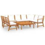 9-Piece Garden Lounge Set with Cushion Cream Acacia Wood Timber Outdoor Patio Furniture