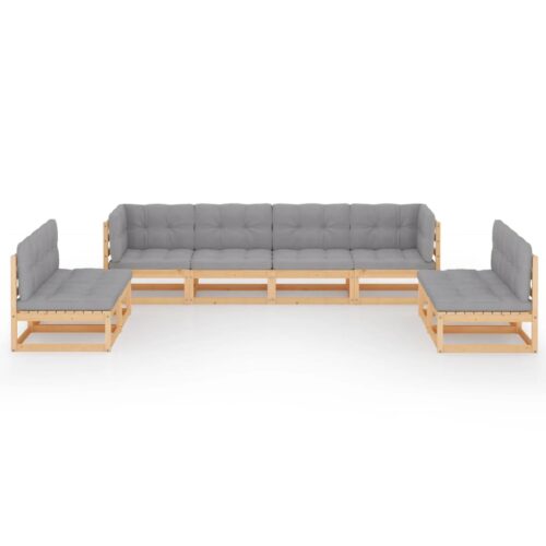8-Piece Garden Lounge Set with Cushions Pine Wood Outdoor Patio Furniture - Image 3