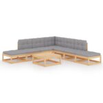 8-Piece Garden Lounge Set with Cushions Pine Wood Outdoor Patio Furniture