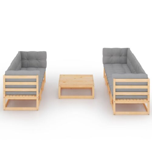 8-Piece Garden Lounge Set with Cushions Pine Wood Outdoor Patio Furniture - Image 3