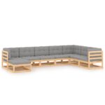 8-Piece Garden Lounge Set with Cushions Pine Wood Outdoor Patio Furniture
