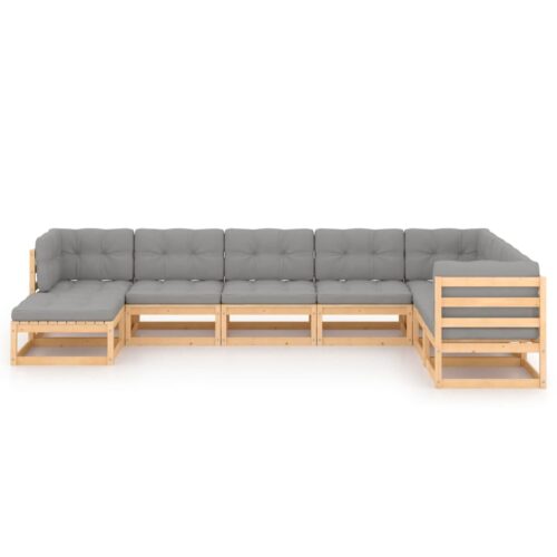8-Piece Garden Lounge Set with Cushions Pine Wood Outdoor Patio Furniture - Image 3