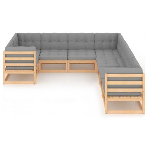 8-Piece Garden Lounge Set with Cushions Pine Wood Outdoor Patio Furniture - Image 3