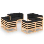 8-Piece Garden Lounge Set with Cushions Pine Wood Outdoor Patio Furniture