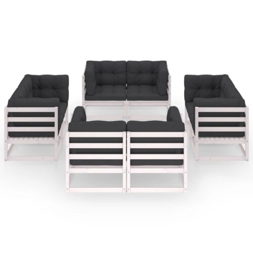 8-Piece Garden Lounge Set with Cushions Pine Wood Outdoor Patio Furniture - Image 2