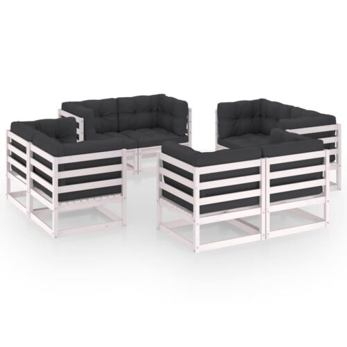 8-Piece Garden Lounge Set with Cushions Pine Wood Outdoor Patio Furniture