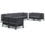 8-Piece Garden Lounge Set with Cushions Pine Wood Outdoor Patio Furniture