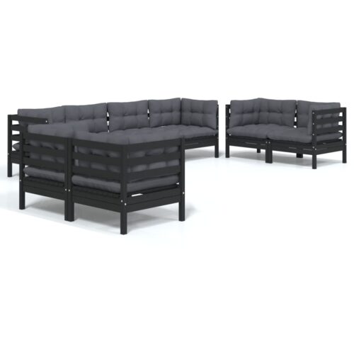 8-Piece Garden Lounge Set with Cushions Pine Wood Outdoor Patio Furniture