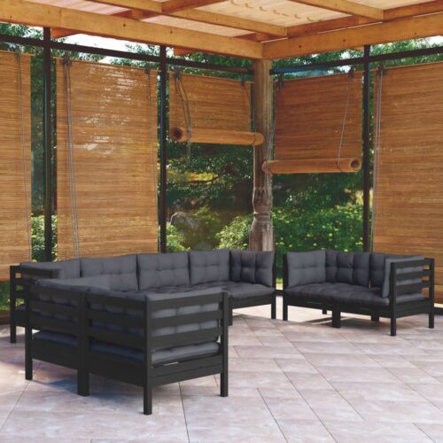 8-Piece Garden Lounge Set with Cushions Pine Wood Outdoor Patio Furniture - Image 2