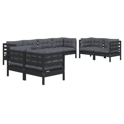 8-Piece Garden Lounge Set with Cushions Pine Wood Outdoor Patio Furniture - Image 3