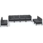 8-Piece Garden Lounge Set with Cushions Pine Wood Outdoor Patio Furniture