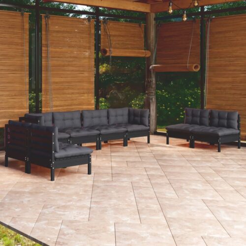 8-Piece Garden Lounge Set with Cushions Pine Wood Outdoor Patio Furniture - Image 2
