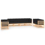 8-Piece Garden Lounge Set with Cushions Pine Wood Outdoor Patio Furniture