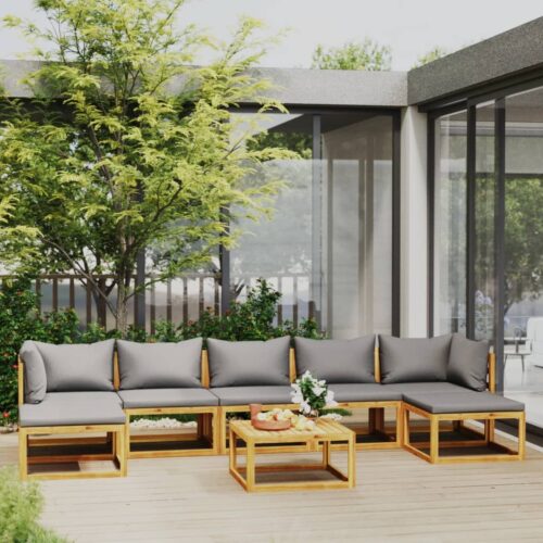 8-Piece Garden Lounge Set with Cushion Acacia Wood Timber Outdoor Patio Furniture - Image 2