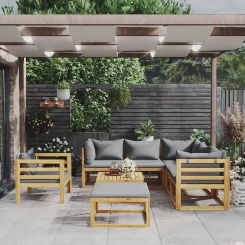 8-Piece Garden Lounge Set with Cushion Acacia Wood Timber Outdoor Patio Furniture - Image 2