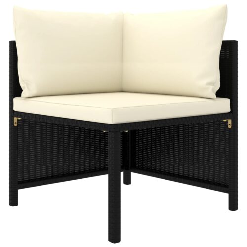 9-Piece Garden Lounge Set with Cushions Poly Rattan Wicker Outdoor Patio Furniture Black - Image 3