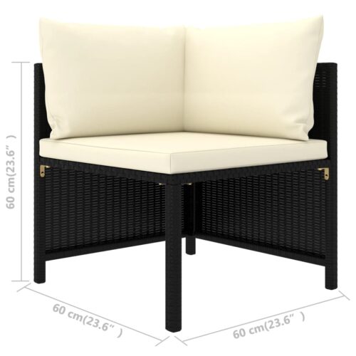 9-Piece Garden Lounge Set with Cushions Poly Rattan Wicker Outdoor Patio Furniture Black - Image 10