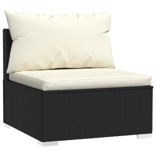 9-Piece Garden Lounge Set with Cushions Poly Rattan Wicker Outdoor Patio Furniture Black - Image 5