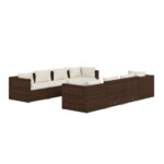 9-Piece Garden Lounge Set with Cushions Poly Rattan Wicker Outdoor Patio Furniture Brown