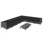 9-Piece Garden Lounge Set with Cushions Poly Rattan Wicker Outdoor Patio Furniture Dark Grey