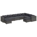9-Piece Garden Lounge Set with Cushions Poly Rattan Wicker Outdoor Patio Furniture Grey