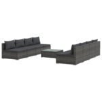 9-Piece Garden Lounge Set with Cushions Poly Rattan Wicker Outdoor Patio Furniture Grey