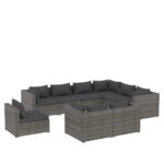 9-Piece Garden Lounge Set with Cushions Poly Rattan Wicker Outdoor Patio Furniture Grey