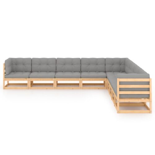 9-Piece Garden Lounge Set with Cushions Pine Wood Outdoor Patio Furniture - Image 2