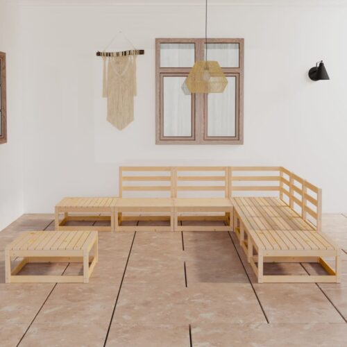 8-Piece Garden Lounge Set Pine Wood Outdoor Patio Furniture - Image 2