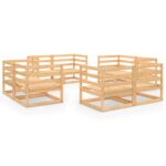 8-Piece Garden Lounge Set Pine Wood Outdoor Patio Furniture