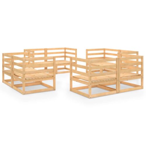 8-Piece Garden Lounge Set Pine Wood Outdoor Patio Furniture