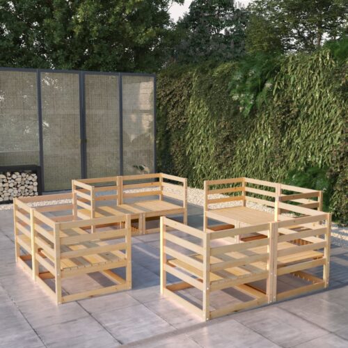 8-Piece Garden Lounge Set Pine Wood Outdoor Patio Furniture - Image 2