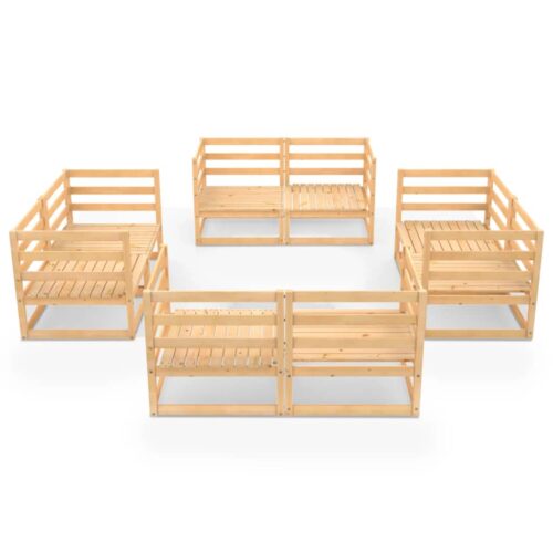 8-Piece Garden Lounge Set Pine Wood Outdoor Patio Furniture - Image 3