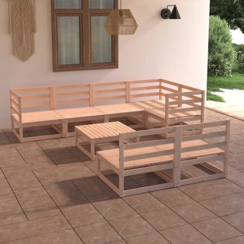8-Piece Garden Lounge Set Pine Wood Outdoor Patio Furniture - Image 2