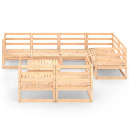 8-Piece Garden Lounge Set Pine Wood Outdoor Patio Furniture - Image 3
