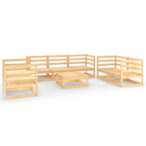 8-Piece Garden Lounge Set Pine Wood Outdoor Patio Furniture