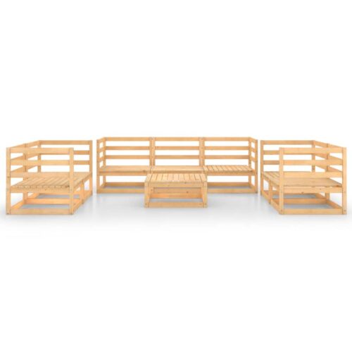 8-Piece Garden Lounge Set Pine Wood Outdoor Patio Furniture - Image 3