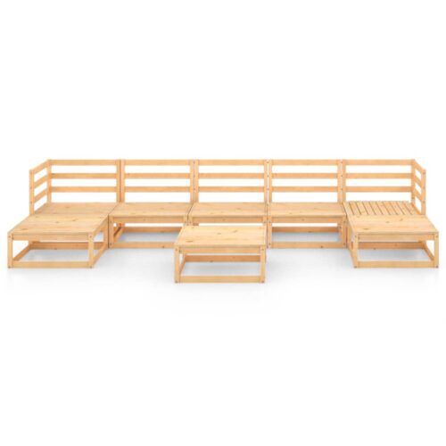 8-Piece Garden Lounge Set Pine Wood Outdoor Patio Furniture - Image 3