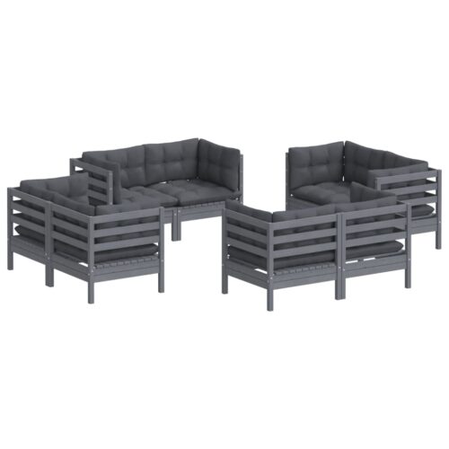 8-Piece Garden Lounge Set with Anthracite Cushions Pine Wood Outdoor Patio Furniture - Image 3