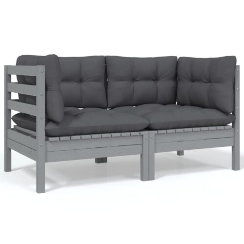 8-Piece Garden Lounge Set with Anthracite Cushions Pine Wood Outdoor Patio Furniture - Image 4