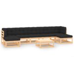 8-Piece Garden Lounge Set with Anthracite Cushions Pine Wood Outdoor Patio Furniture