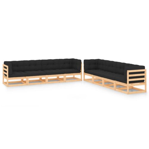 8-Piece Garden Lounge Set with Anthracite Cushions Pine Wood Outdoor Patio Furniture