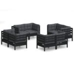 8-Piece Garden Lounge Set with Anthracite Cushions Pine Wood Outdoor Patio Furniture