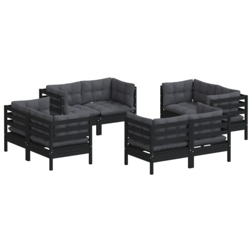 8-Piece Garden Lounge Set with Anthracite Cushions Pine Wood Outdoor Patio Furniture - Image 3