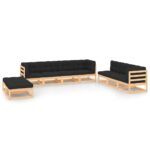 9-Piece Garden Lounge Set with Cushions Pine Wood Outdoor Patio Furniture