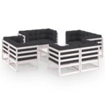 9-Piece Garden Lounge Set with Cushions Pine Wood Outdoor Patio Furniture