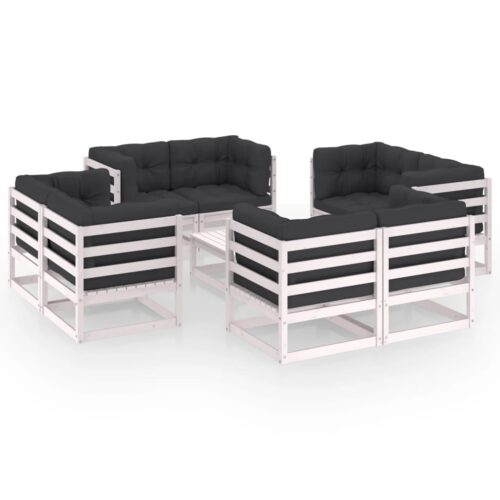 9-Piece Garden Lounge Set with Cushions Pine Wood Outdoor Patio Furniture